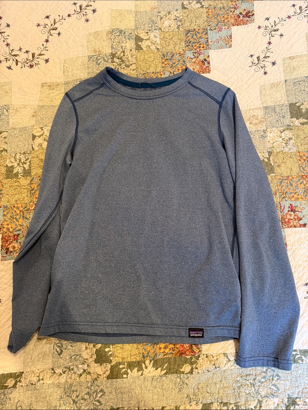 Patagonia Heathered Slate Blue Long-Sleeve Crew Shirt